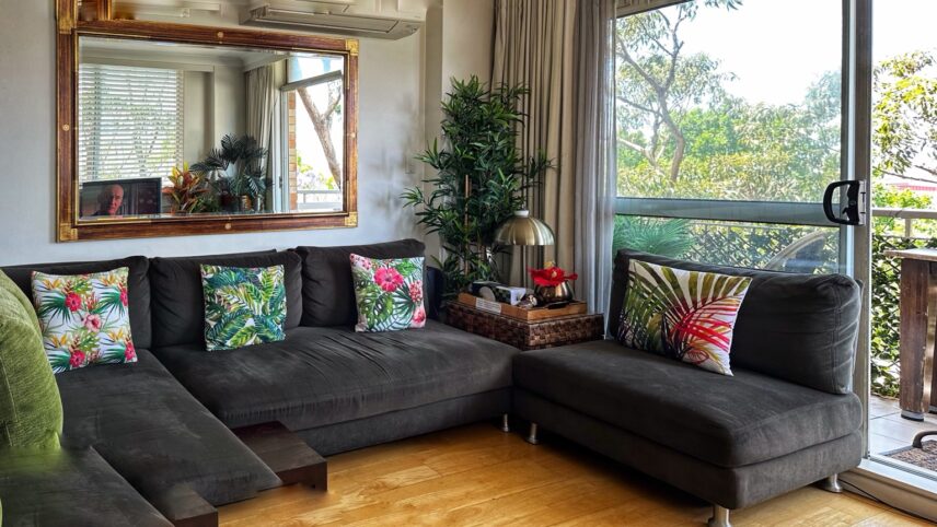 Quiet living room with natural light and seating