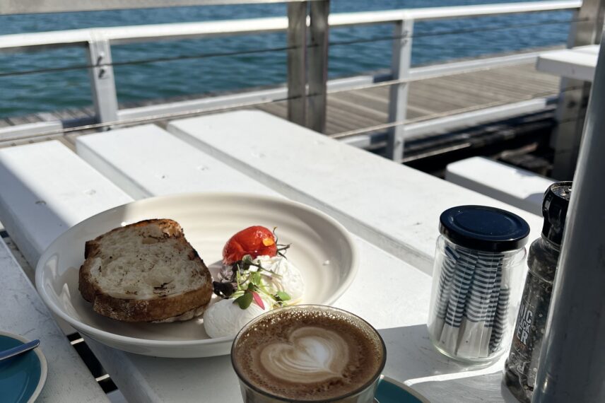 Coffee and breakfast beside the water at The Boathouse, Balmoral Beach.